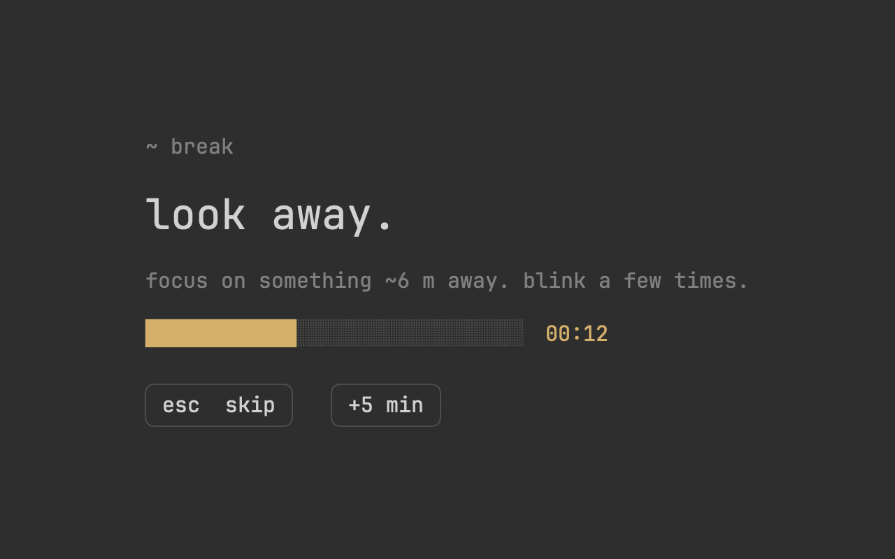 Mellow's break screen with a 20 second countdown.
